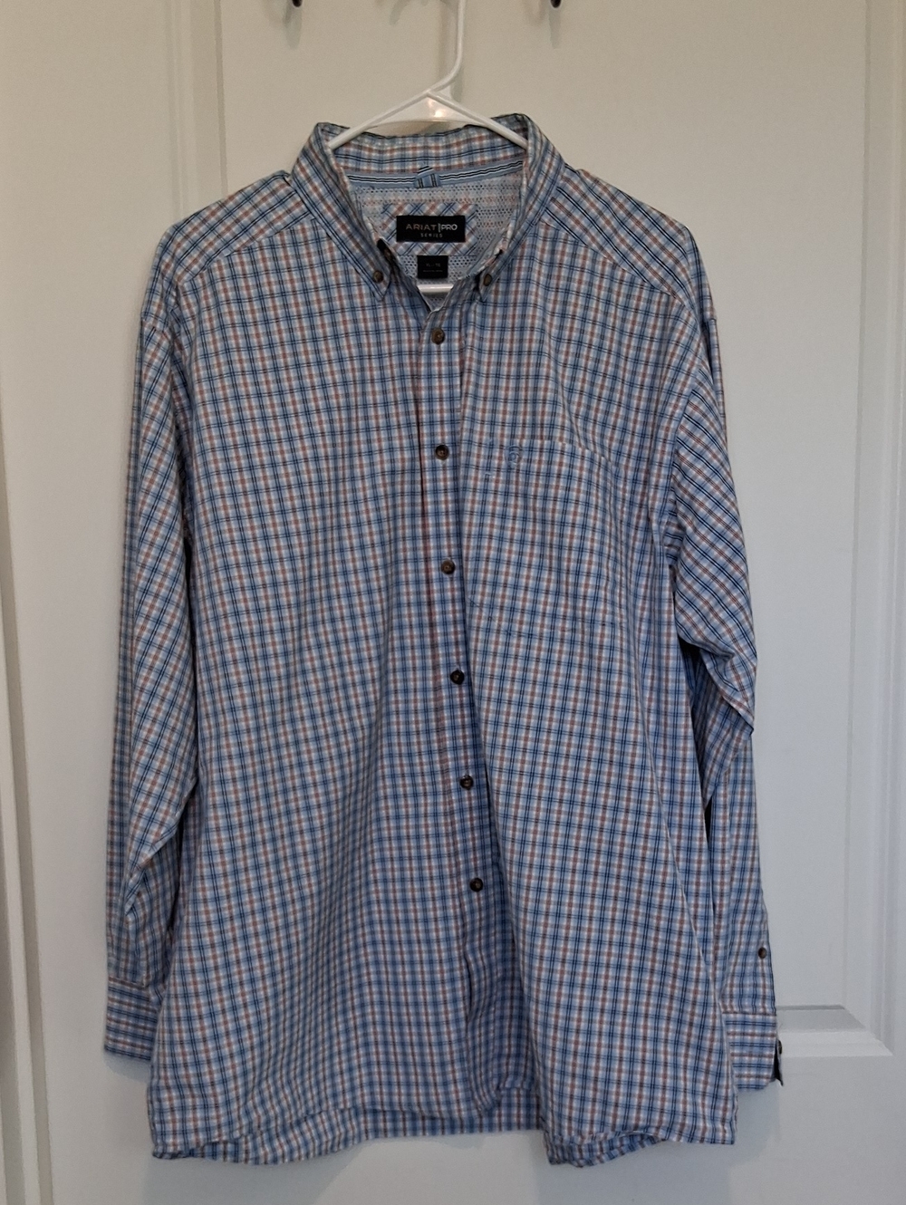Ariat Long Sleeve Lightweight Blue Plaid Button-Down Shirt